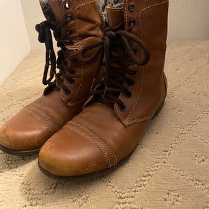 Steve madden troopa leather combat boots brown 8.5